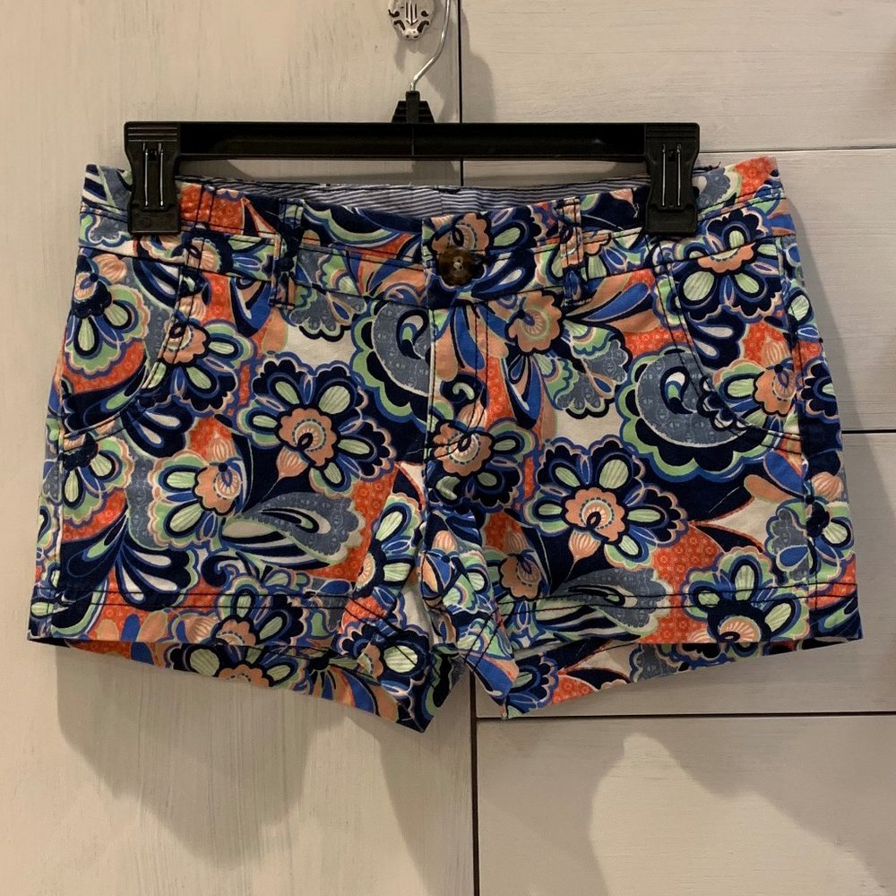 Orange, Blue, Green Groovy Flower Pattern